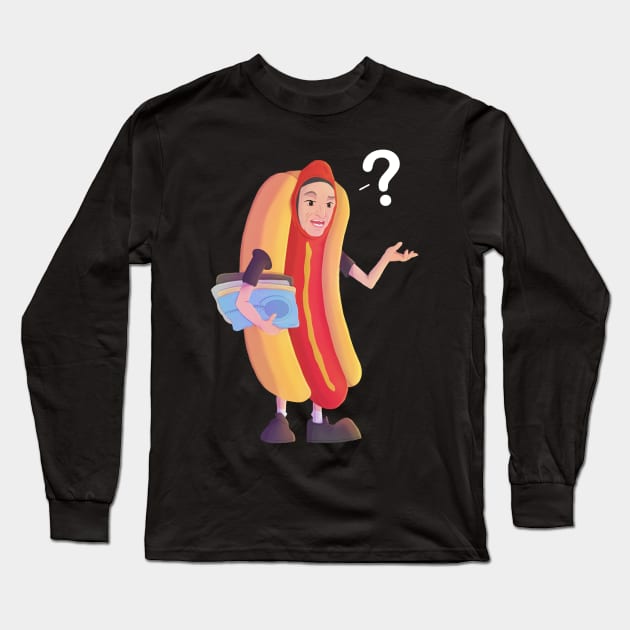 Hot Dog Car Guy Long Sleeve T-Shirt by Domingo Illustrates